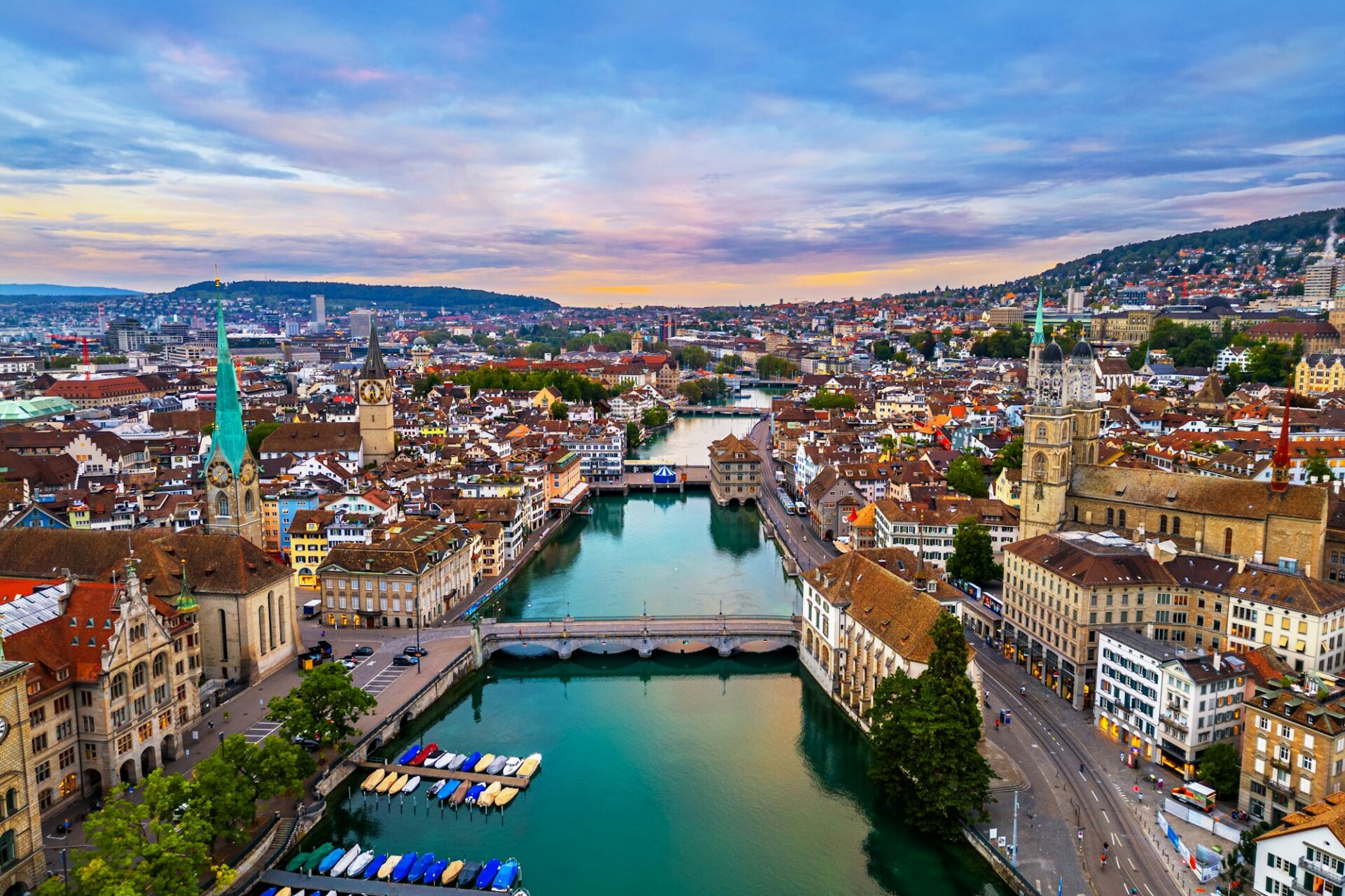 Zurich, Swizterland over the Limmat River